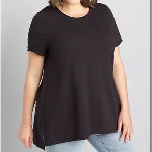Lane Bryant - Short Sleeve Scoop Raw Edge Neck Top
